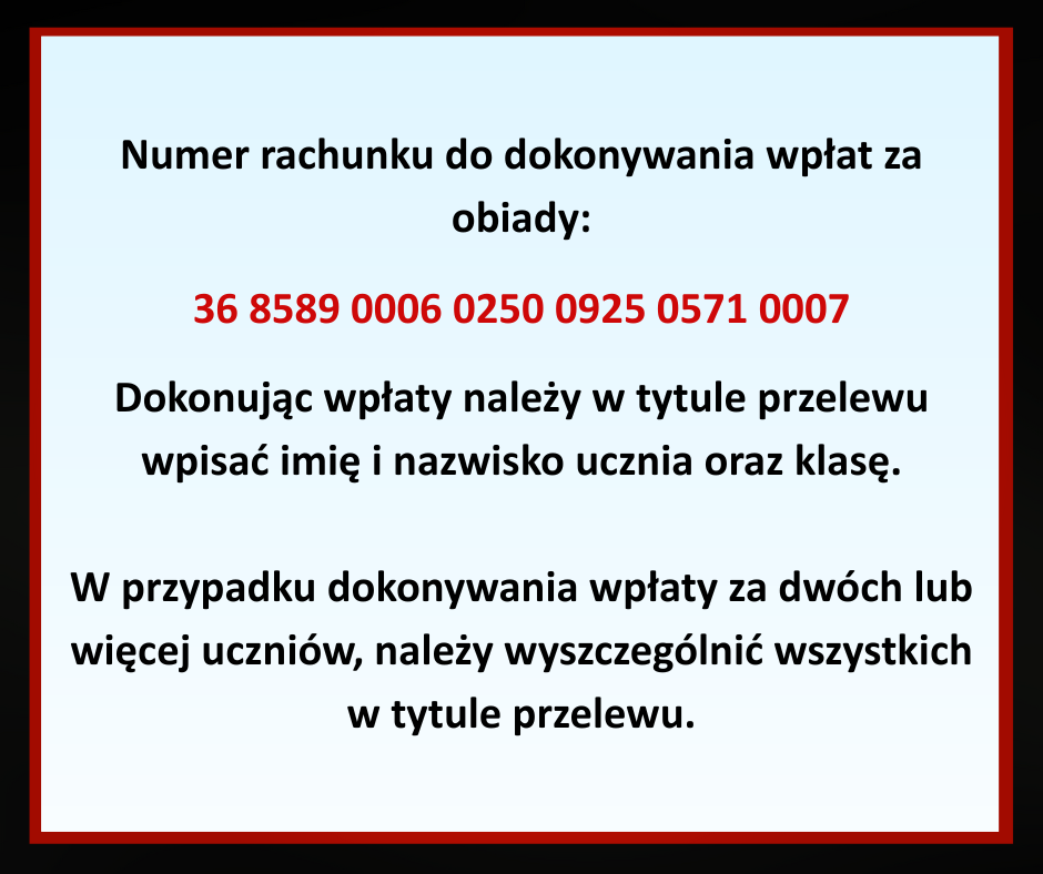 Nr konta - obiady dla dzieci